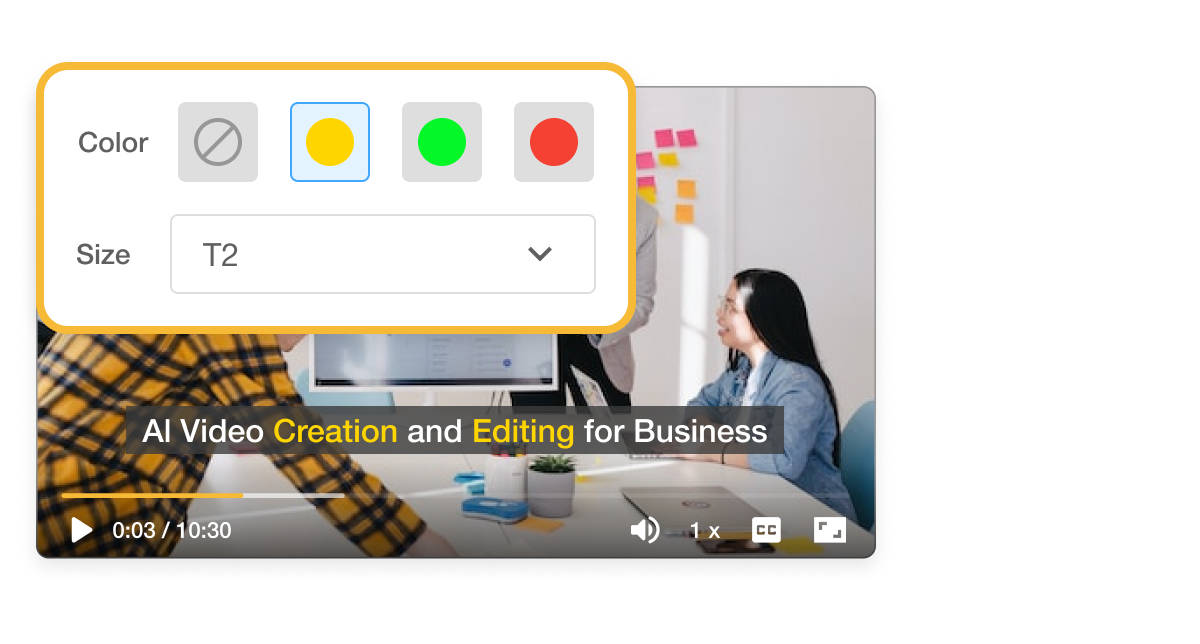 Feature showcasing AI-powered auto subtitle highlighting in Visla's video editor